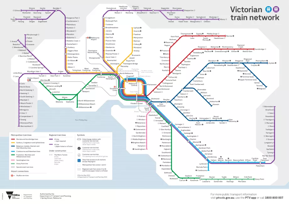 Peta kereta api di Melbourne