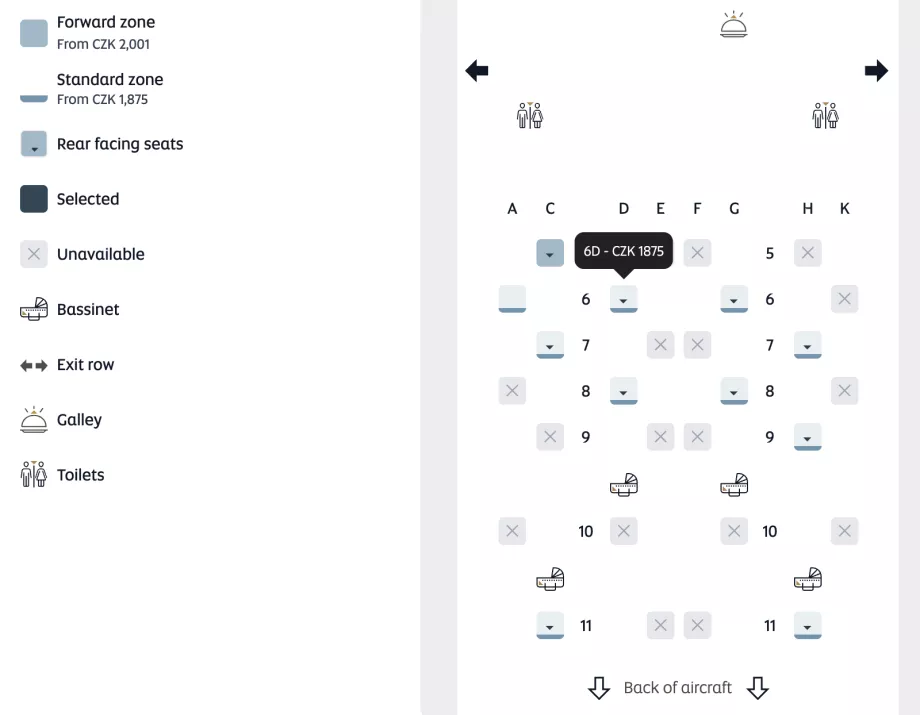 Peta kursi dan harga pemilihan kursi