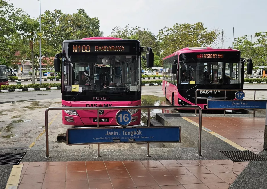 Bus 100 dari terminal bus ke pusat kota