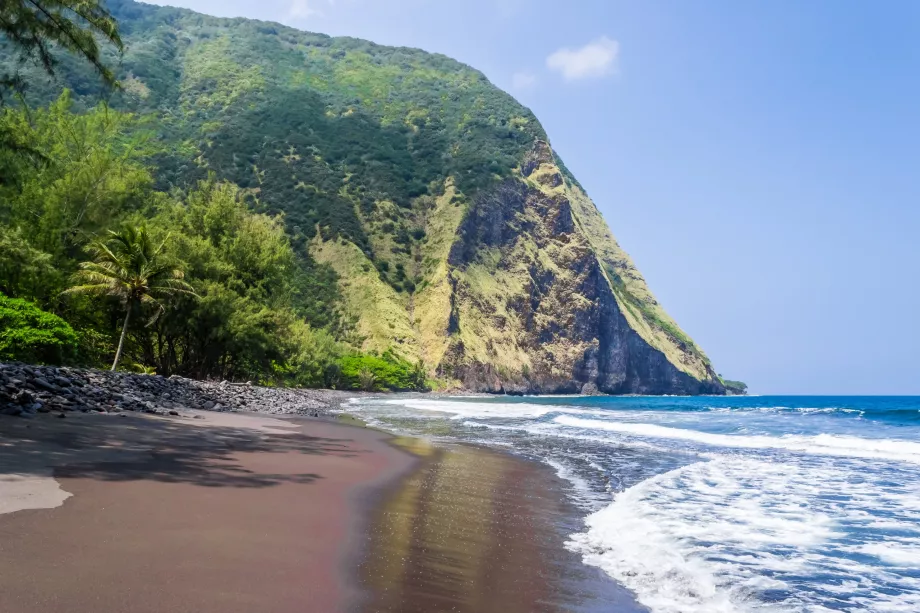 Pantai Pasir Hitam di Waipio