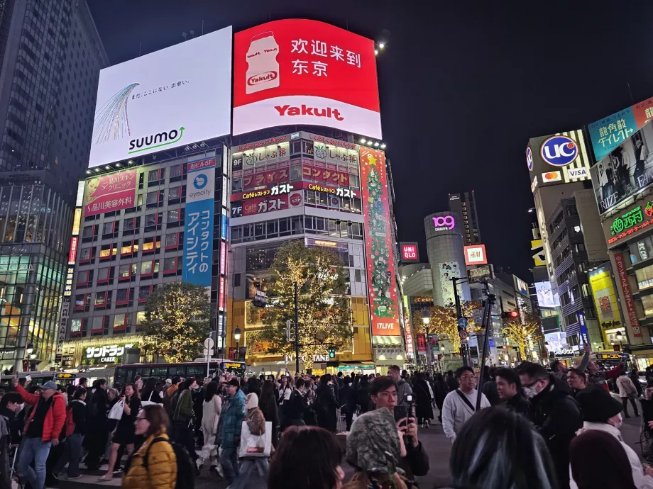 Persimpangan Shibuya di malam hari