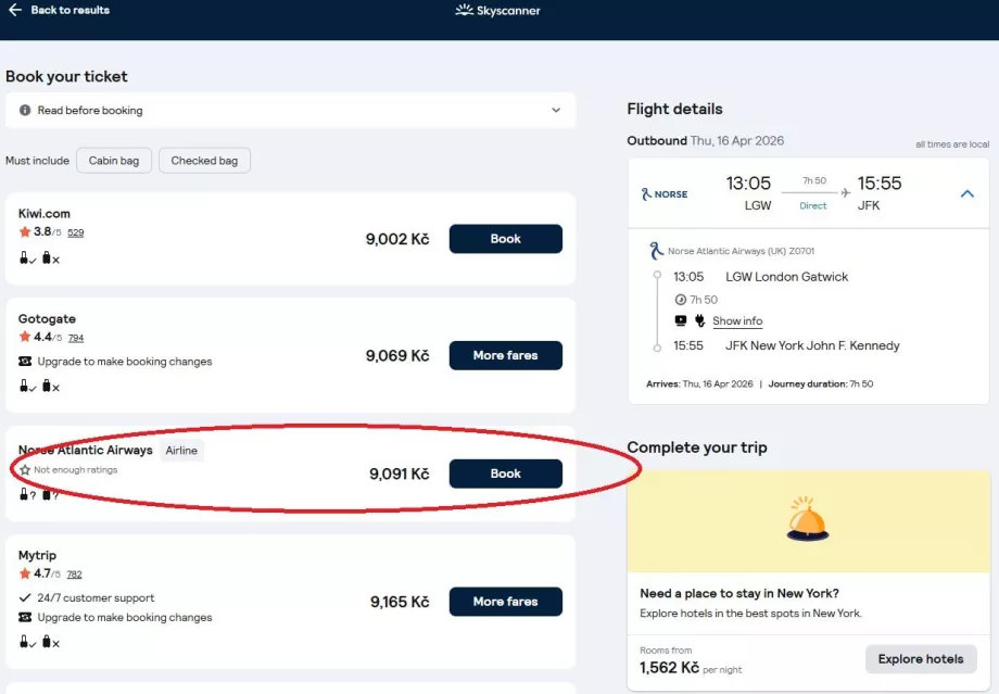 Memilih situs web maskapai penerbangan