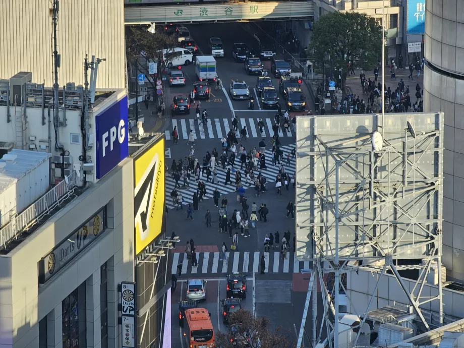 Pemandangan Persimpangan Shibuya dengan zoom