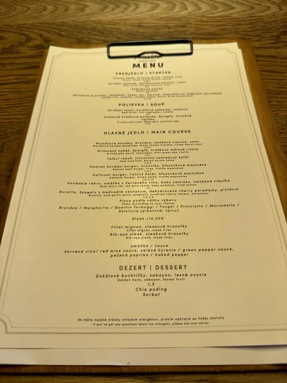 Menu untuk setengah papan