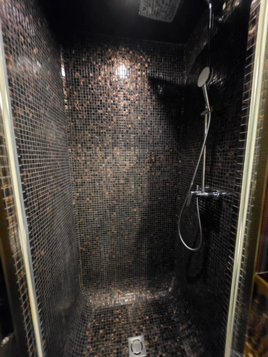 Kamar mandi dengan bilik shower di kamar mandi yang bersebelahan