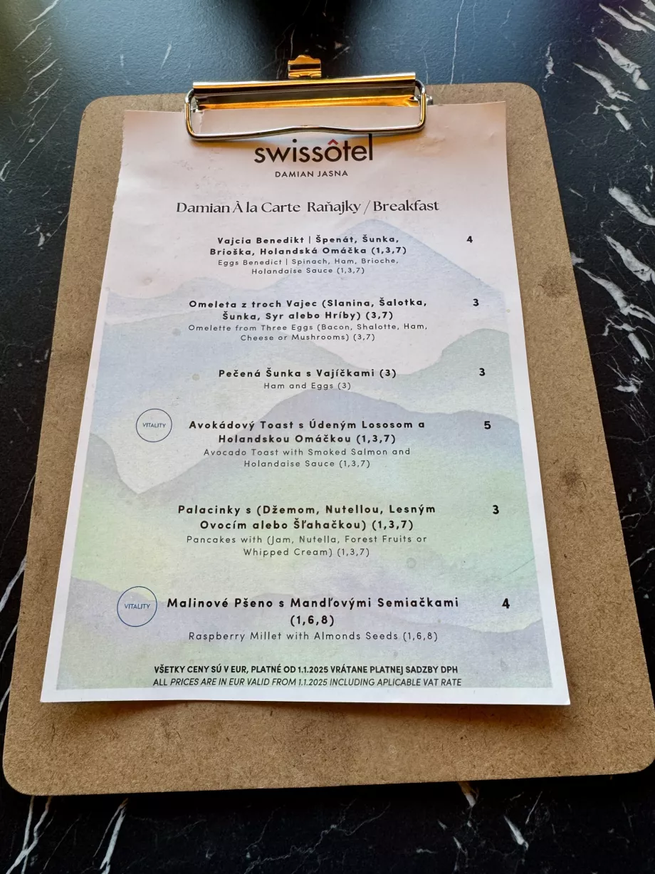 Menu sarapan A la Carte