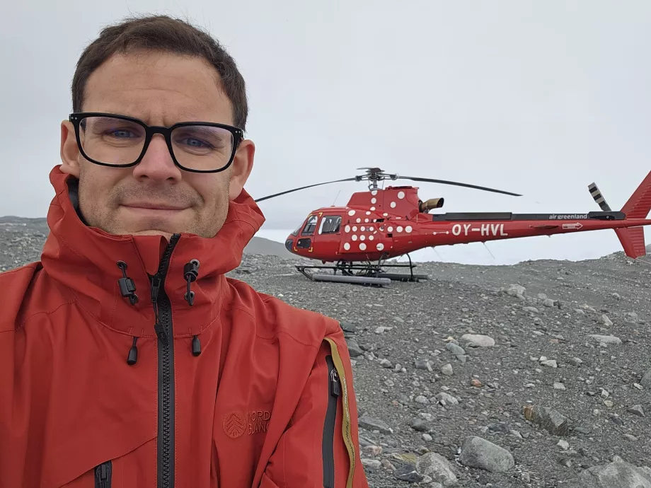 Christopher dengan helikopter