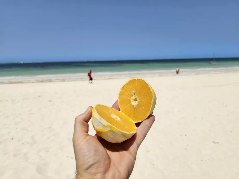 Jeruk di pantai Kiwengwa
