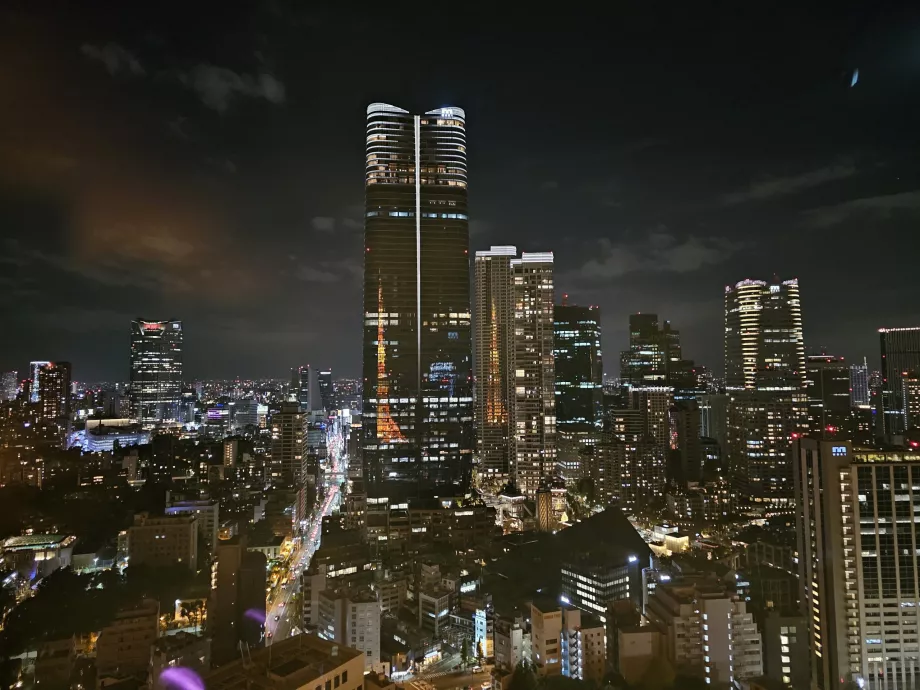 Pemandangan dari dek observasi utama pada malam hari