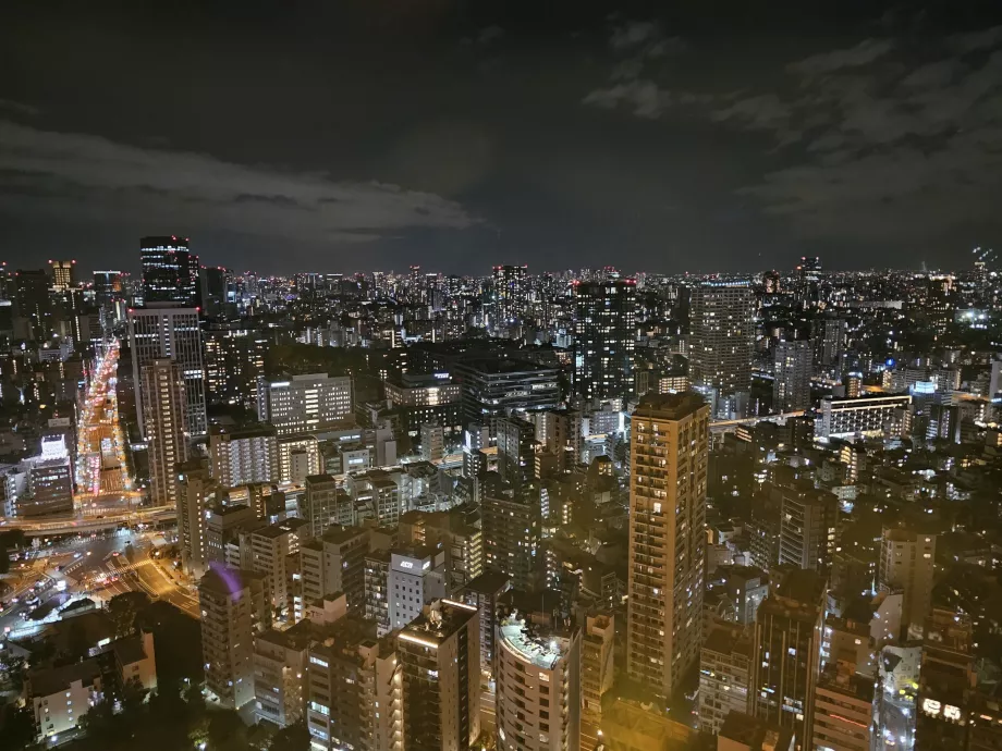 Pemandangan dari dek observasi utama pada malam hari