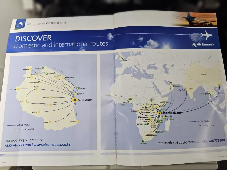 Peta tujuan Air Tanzania 2025