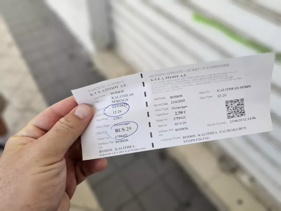 Tiket, KTEL Rhodes