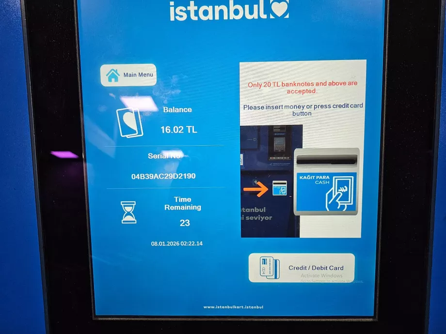 Mesin pengisian ulang IstanbulKart