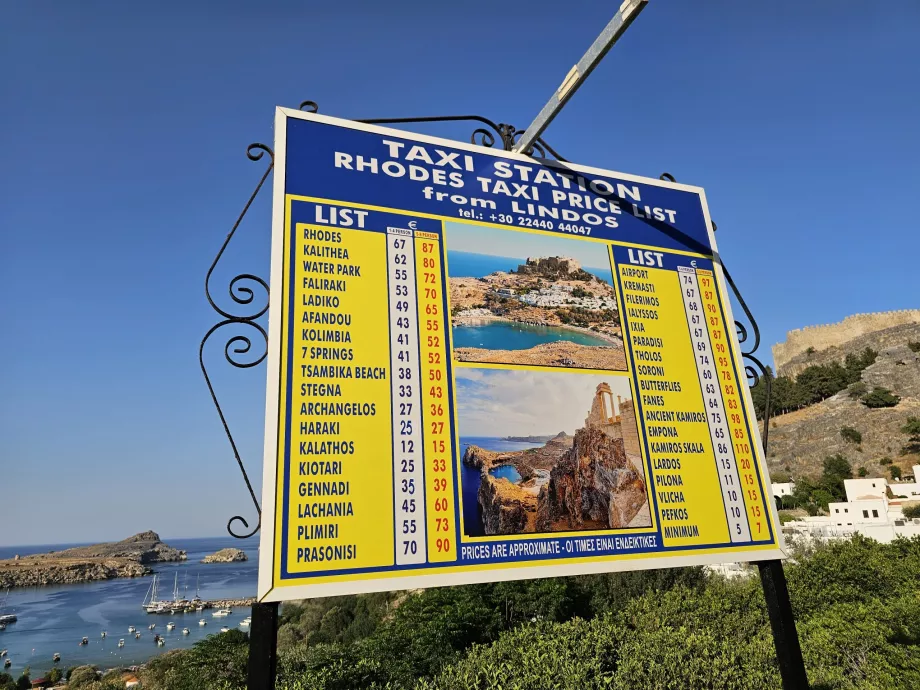 Tarif taksi dari Lindos