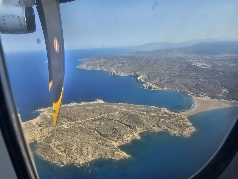 Prasonisi seperti yang terlihat dari penerbangan Karpathos - Rhodes