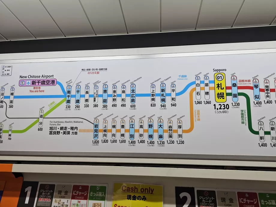 Peta tarif kereta api dari bandara
