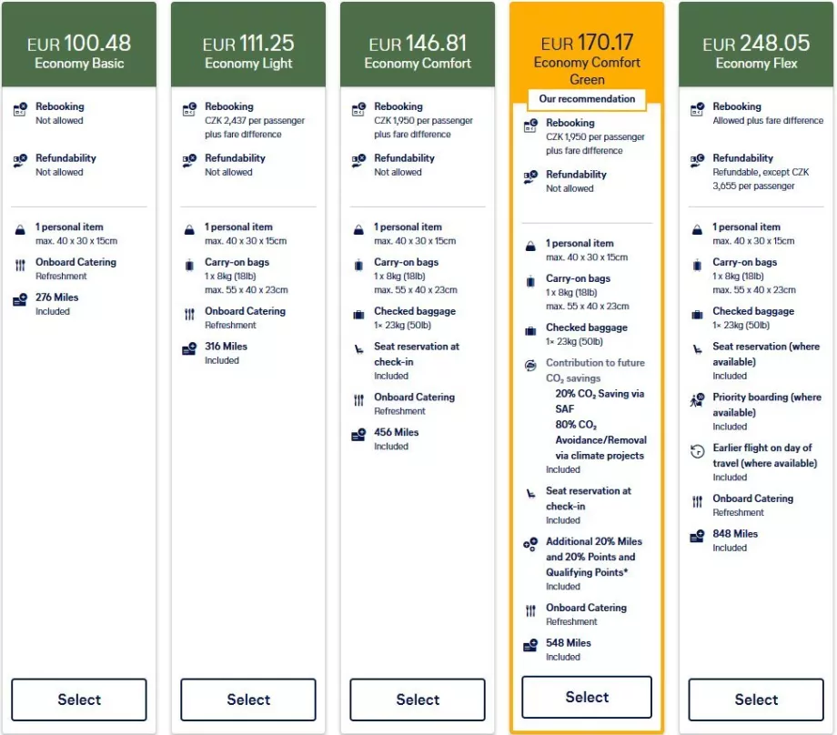 Tarif baru Lufthansa