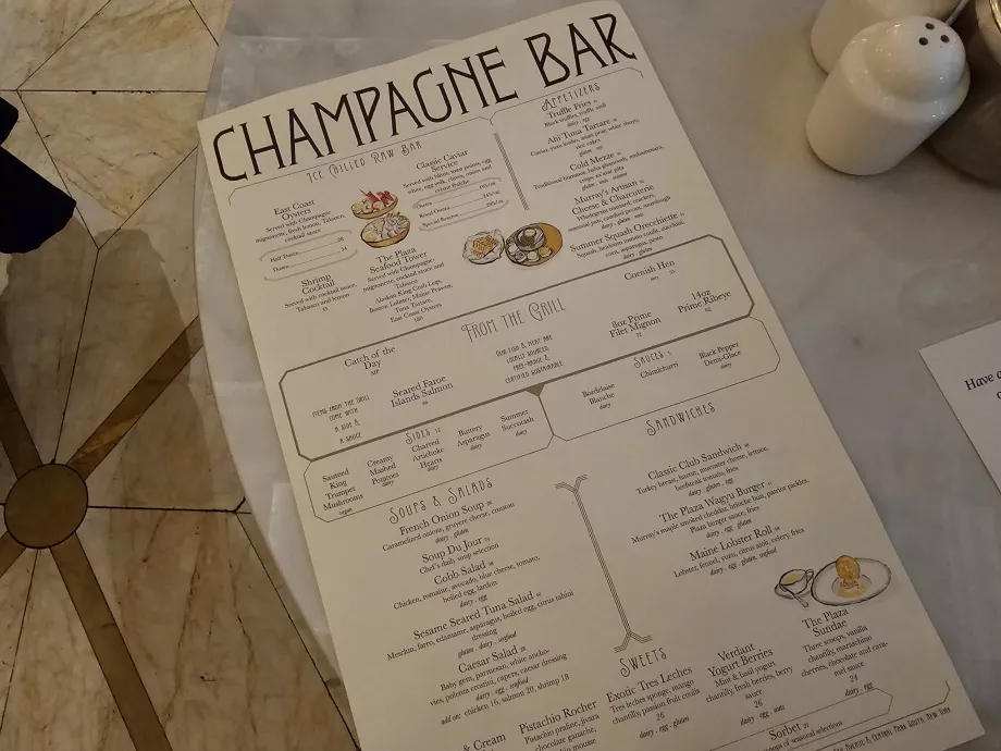 Menu Champagne Bar