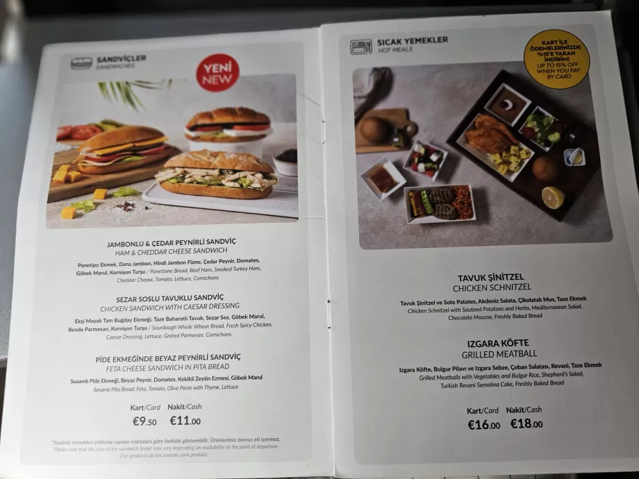 Menu Pegasus Airlines
