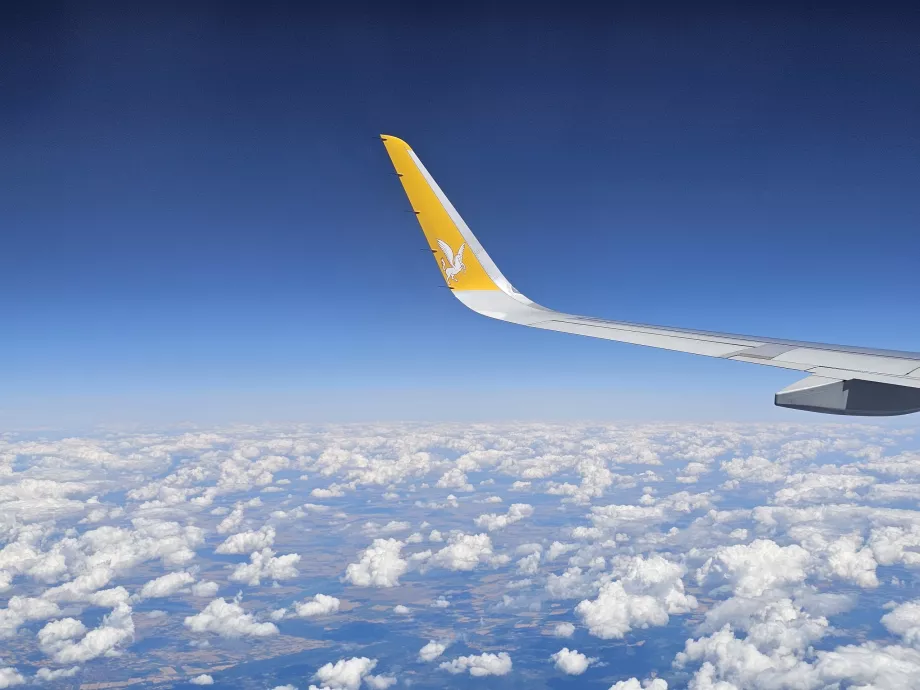 Pegasus Airlines selama penerbangan Praha-Istanbul