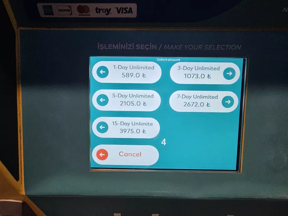 Opsi tiket beberapa hari