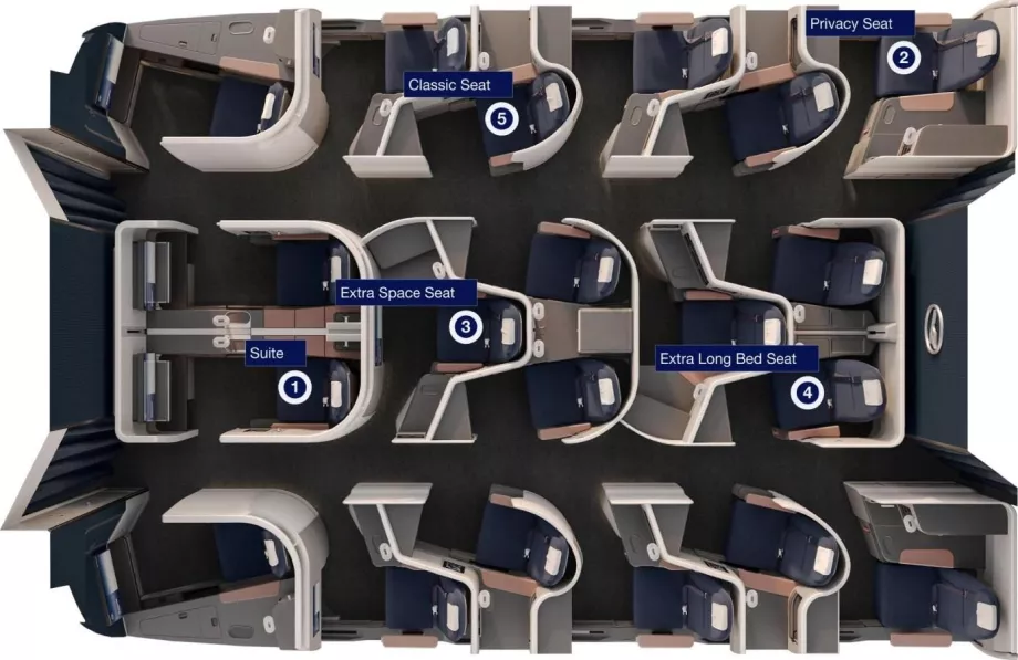 Tata letak dan jenis kursi, peta dari lufthansa.com